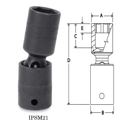 Snapon-1/2" Drive Tools-Semi Deep Swivel, MM Impact Socket (1/2")